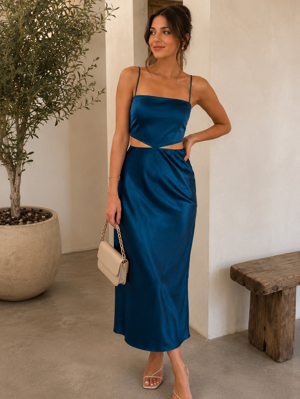 Abercrombie & Fitch Teal Satin Dress XS